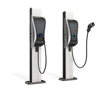 Electric Vehicle Charging Station For Public Usage. Clipping Path Available.
