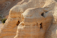 Qumran Caves At The Archaeological Site In The Judean Desert Of The West Bank, Israel.