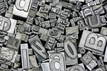 close up of typeset letters