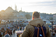 The Young Man Looks At Traveling Mosque In Istanbul