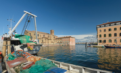 Wall Mural - Canal at the old town of Chioggia - Italy.