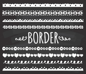 Wall Mural - Set of Hand drawn border doodle on chalkboard