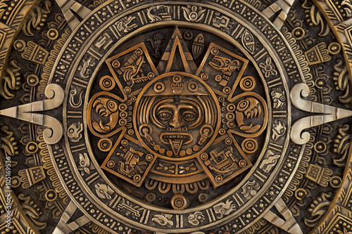 Cuadros en Lienzo Close view of the aztec calendar