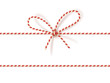 Christmas gift tying: bow-knot of red and white twisted cord. Vector illustration, eps10.