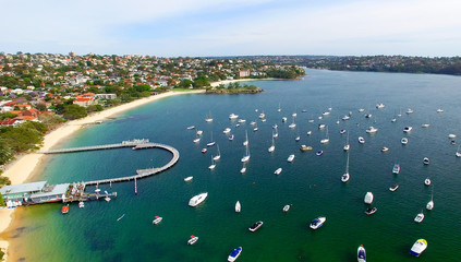 Poster - Balmoral Beach, Sydney. Beautiful aerial view of coastline