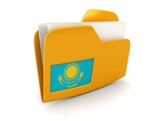 Poster - folder and lists with Kazakh Flag. Image with clipping path