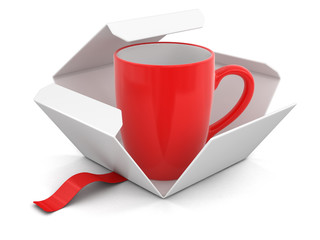 Poster - Open package with cup. Image with clipping path