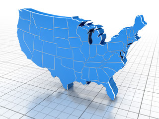 Poster - Map of USA. Image with clipping path.