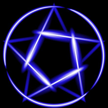 Blue Neon Pentagram, Black Background
