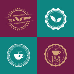 Poster - Tea set of logos in different colors