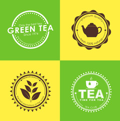Poster - Tea set of logos in different colors