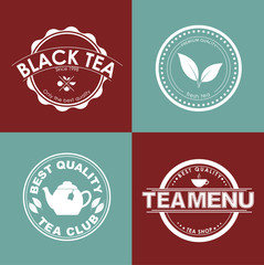 Poster - Tea set of logos in different colors
