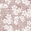 © zzorik - Vintage cherry, apple flowers with hand written letter text in retro sepia color. Seamless pattern