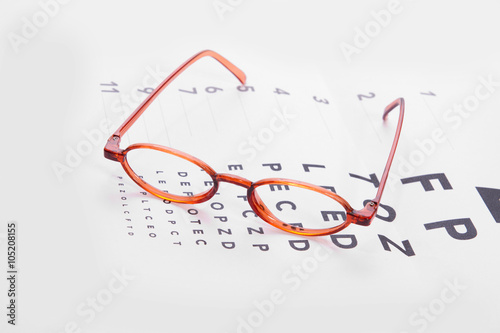Rote Brille Mit Sehtest Tafel Buy This Stock Photo And Explore