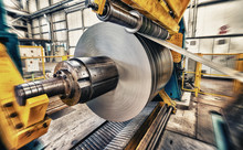 Metal Coils Machine. Interior Of Factory. Business Concept