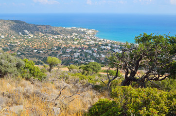 Aegean Sea and Stalida town.