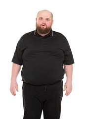 Bearded Fat Man in a Black Shirt