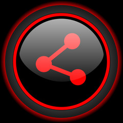 Fototapete - share black and red glossy internet icon on black background