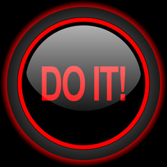Aufkleber - do it black and red glossy internet icon on black background