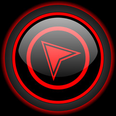 Poster - navigation black and red glossy internet icon on black background