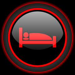 Poster - hotel black and red glossy internet icon on black background