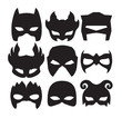 Super hero masks for face character in black. Silhouette mask on white 