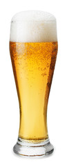 Wall Mural - Frosty glass of light beer isolated on a white background