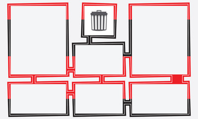 Poster - Colored abstract text boxes for your text and trashcan