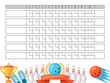 Bowling score sheet. Blank template scoreboard with game objects