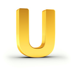 Aufkleber - The letter U as a polished golden object with clipping path