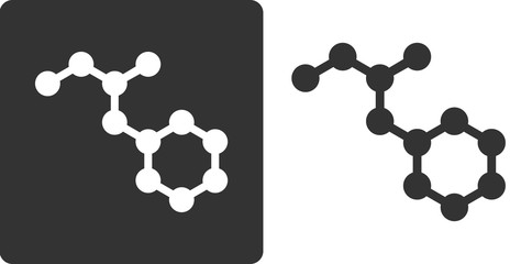 Sticker - Methamphetamine (crystal meth) drug molecule, flat icon style. 