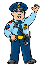 Wall Mural - Funny policeman. Children vector illustration