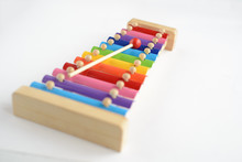 Colorful Baby Xylophone With Stick Isolated Over White Background