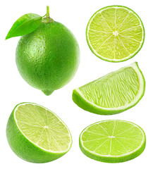 Leinwandbilder - Collection of isolated lime slices