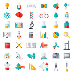Wall Mural - physics, chemistry, biology icons set