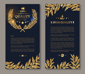 Flyer template laurel wreath and gold confetti