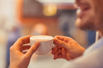 Sticker - Pleasant man drinking coffee