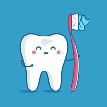 Tooth With Toothbrush
