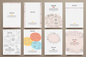 Wall Mural - Corporate identity vector templates set with doodles Spain theme