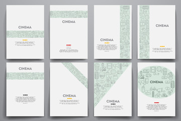 Poster - Corporate identity vector templates set with doodles cinema theme