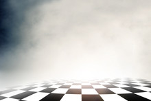 Checkered Background, Sport Racing On Over Cloud Sky [Blur And Select Focus Background]