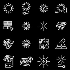 Wall Mural - Vector line solar energy icon set. Solar Energy Icon Object, Solar Energy Icon Picture, Solar Energy Icon Image - stock vector