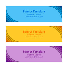 Wall Mural - Material design banners. Set of modern colorful horizontal vector banners, page headers. Can be used as a trendy business template or in a web design. Vector illustration.