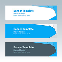 Wall Mural - Material design banners. Set of modern colorful horizontal vector banners, page headers. Can be used as a trendy business template or in a web design. Vector illustration.