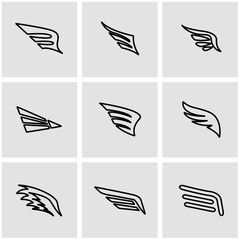 Poster - Vector line wing icon set. Wing Icon Object, Wing Icon Picture, Wing Icon Image - stock vector