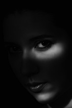 Artistic Beauty Portrait Of Young Woman With Creative Lighting