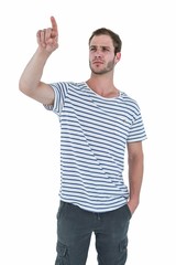 Poster - Hipster man pointing in the air