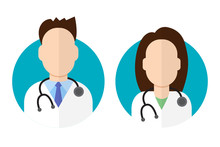 Doctor Icon Flat Style Male And Female