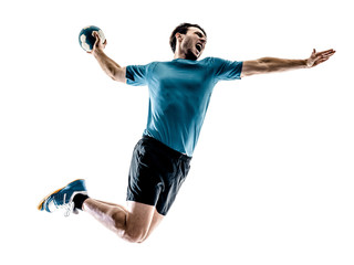 Wall Mural - man handball player isolated