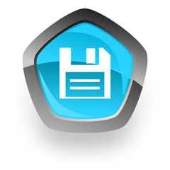 Poster - blue pentagon vector icon